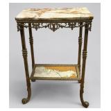 Antique Onyx and Brass Two-Tier Parlor Stand