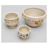 Three Stoneware Flower Pots