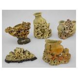 Chinese Soapstone Carvings Vases & Vessels (5)