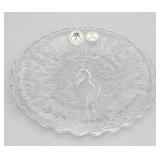 Vintage MMA Glass Peacock Plates, Set of 8