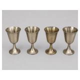 Four Stainless Steel Drinking Goblets