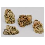 Chinese Soapstone Carved Vases & Inkwells