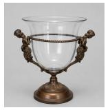 Glass and Bronze Vase with Cherub Motif