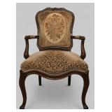 Louis XV Style Tapestry Cut Velvet Armchair