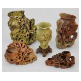 Vintage Chinese Soapstone Carvings Vases (5)