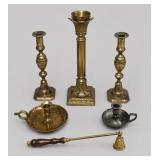 Brass and Metal Candleholders and Snuff