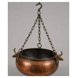 Spanish Revival Hanging Copper Bull Head Cauldron