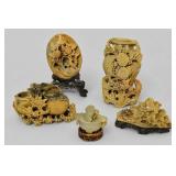 Chinese Soapstone Carv­ed Inkwell Incense (5)