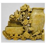 Chinese Carved Soapstone Landscape Double Vase