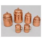 Copper Kitchen Canister Set With Salt And Pepper