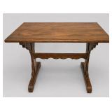 Solid Oak Trestle Table With Shaped Supports