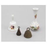 Lot: Bone China and Metal Bells with Vase