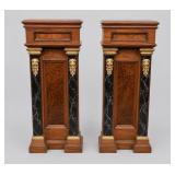 Marble-Top Neoclassical Pedestal Cabinets