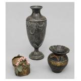Bombay Company Urn Cast Iron Vase & Metal Box