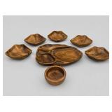 1970s Monkey Pod Wood Serving Set Philippines