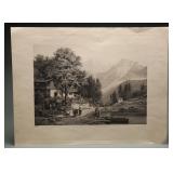 Antique IAM Alpine Farmstead Photogravure