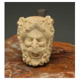 Carved Meerschaum Bacchus Figural Tobacco Pipe