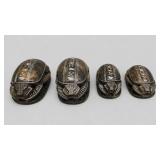 Four Carved Stone Egyptian Scarab Replicas