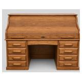 Vintage Solid Oak C-Curve Roll-Top Desk