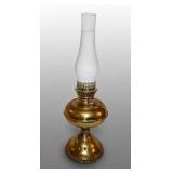 Brass Electric Lamp With Chimney Hurricane Shade