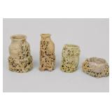 Vintage Chinese Hand-Carved Soapstone Vases (4)