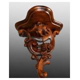 Antique Black Forest Carved Walnut Shelf Rococo