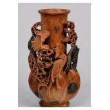 Chinese Soapstone Carved Dragon & Phoenix Vase