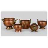 Antique Copper Cauldrons and Jardinié, (5)