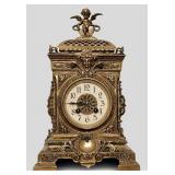 French-Style Gilt Metal Mantel Clock With Key