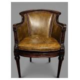 Century Chair Co Louis XVI Leather Barrel-Back