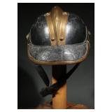 French Fireman Helmet with Brass Trim and Lion Em