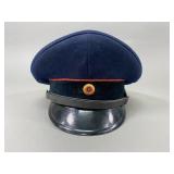 Soviet Blue Wool Visor Cap with Red Piping