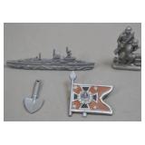 Third Reich Era Military Miniatures and Pin (5)