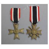 1939 German War Merit Crosses With Ribbons, Pair