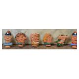 Hand Painted Terra Cotta Figure Tokens (6)