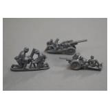 Vintage Plastic Artillery Crew Toy Figures (3)