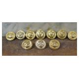 Kriegsmarine Gold Tone Uniform Buttons (10)