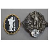 German Shooting Badge and Cameo Stickpin Set