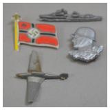 Third Reich Era Pins and Miniatures (4)