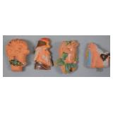 Hand-Painted Terracotta Figures Tokens (4)