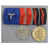 Third Reich Luftwaffe Ribbon Bar and 2 Medals