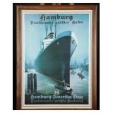 Framed Hamburg-Amerika Line Poster Print