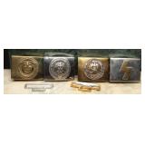 Four WWII German Military Belt Buckles post war