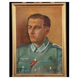 WWII German Infantry Portrait Oil Painting, 1942