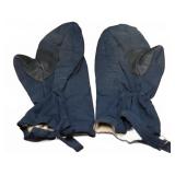 WWII USAAF Blue Wool and Leather Flight Mittens