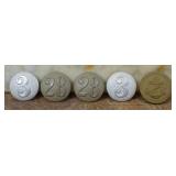 German Numbered & Naval Aluminum Uniform Buttons