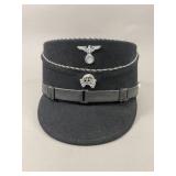 WWII-Style SS Officer Black Feldmütze Field Cap