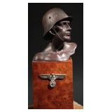 WWII German Bronze Finish Soldier Metal Bust