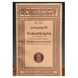 1933 Reclam Reichserbhofgesetz Law Booklet