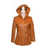 Mod Vintage Sheep Mates Tan Leather Hooded Jacket